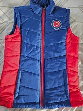 Chicago Cubs Quilted Vest – Blue/Red, Excellent Condition